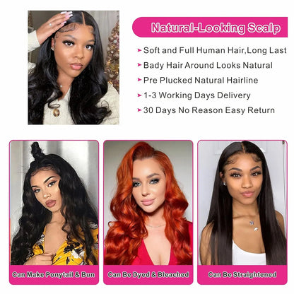 Body Wave Raw Brazilian Hair Wig 13x6 HD Lace Front Human Hair Wig 180% Density Transparent Lace Front Wig for Black Women