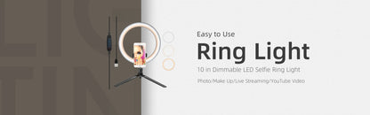 10" LED Selfie Ring Stuido Light Home Lighting Dimmable Round Lamp Tripod Trepied Makeup Selfie Ring Lamp Phone LIGHT FOR VIDEO