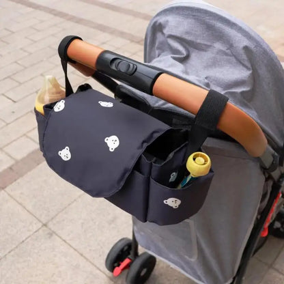 Universal Cotton Nursery Diaper Organizer Bag with Insulated Cup Holder Hanging Baby Stroller Bag for Mommy and Infant