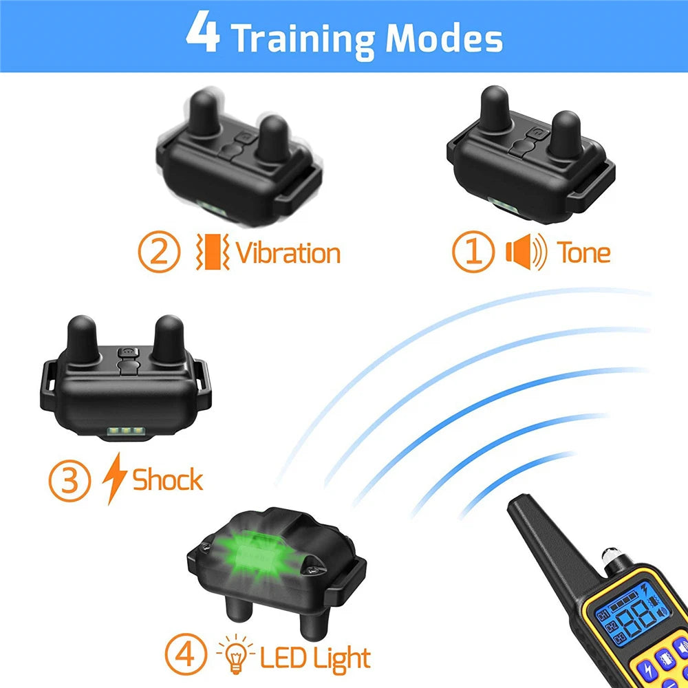 Waterproof 800m Electric Pet Training & Behavior Products Bark Collars Remote Control Rechargeable