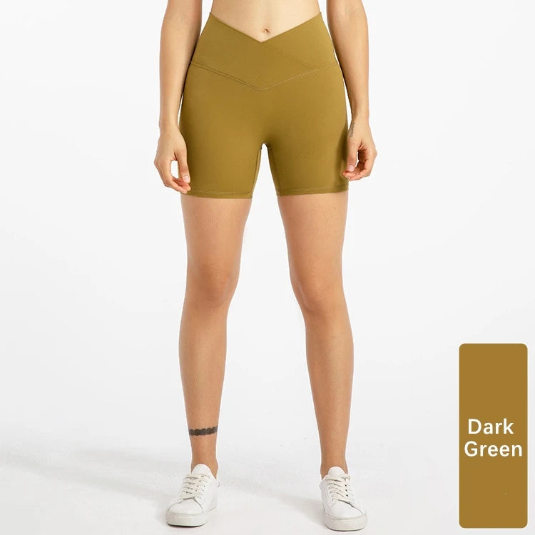 Xsunwing New Gymwear Clothing Fitness Workout Yoga Biker Shorts V Cut Waist Seamless Scrunch Butt Running Shorts Women WLQ2201