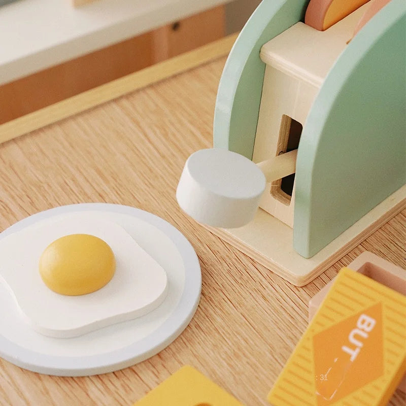 Wooden Children Simulate Every Family Toy Kitchen Bread Machine Toy Set Boys and Girls Education Parent-child Interaction