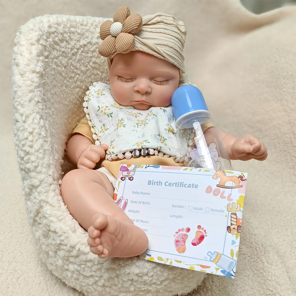 18' Lifelike Silicone Reborn Dolls Full Body Realistic Newborn Baby Doll with Closed Eyes Soft Platinum Silicone Baby Boy