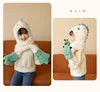 Cute Animal Thermal Children Hoodie Beanie Warm Fur Winter Kids Hat Scarf and Gloves Set
