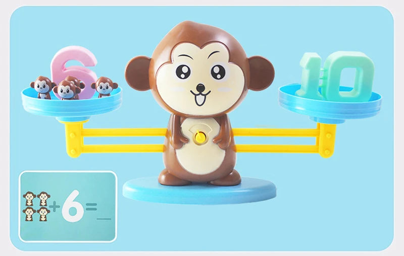 New Montessori Math Toy Monkey Digital Maths Balance Scale Toy Educational Balancing Scale Number Board Game Kids Learning Toys