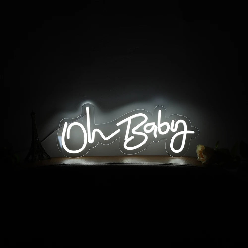 Oh Baby Creative Neon Sign LED Luminous Letter Style Atmosphere Decoration Acrylic