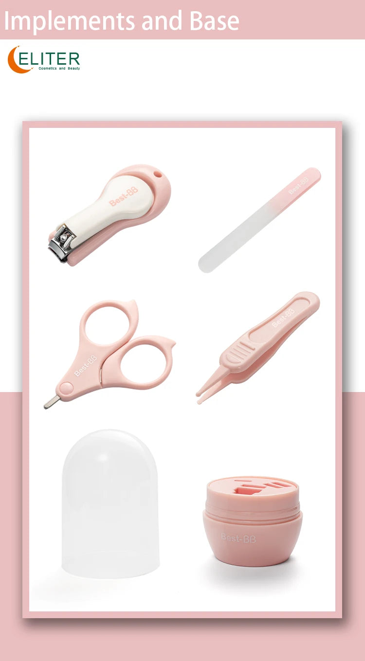 Eliter Hot Sell in Stock 4 in 1 Pink Blue With Plastic Tube Baby Set Babi Care Tool 4In1 Manicure Kids Cute Manicure Set