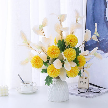 Artificial Silk Hydrangea Flowers with Ceramic Vase Nordic Style for Wedding Valentine's Day Home Decor