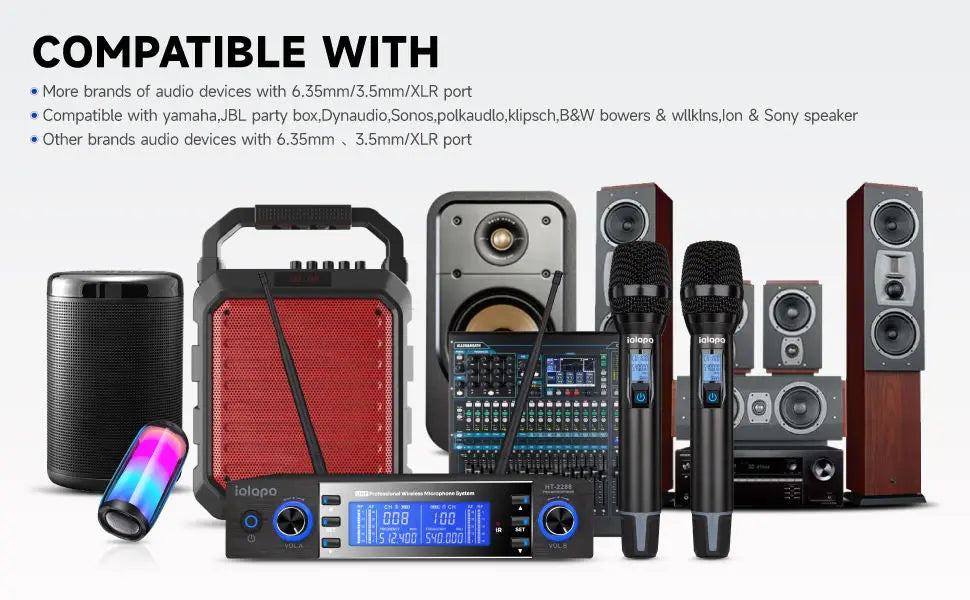 IQlQPQ HT2288 Professional UHF Wireless Dynamic Handheld Mic Portable Conference KTV & Church Microphone Kids Compatible