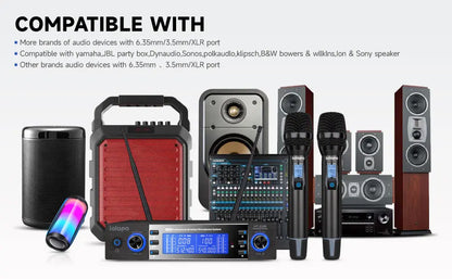 IQlQPQ HT2288 Professional UHF Wireless Dynamic Handheld Mic Portable Conference KTV & Church Microphone Kids Compatible