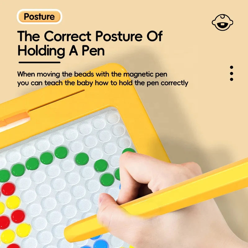Intellectual Early Education Toys Baby Plastic Magnetism Pen Drawing Board Colored Magnetism Beads Learning Drawing Board