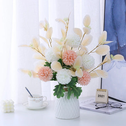 Artificial Silk Hydrangea Flowers with Ceramic Vase Nordic Style for Wedding Valentine's Day Home Decor