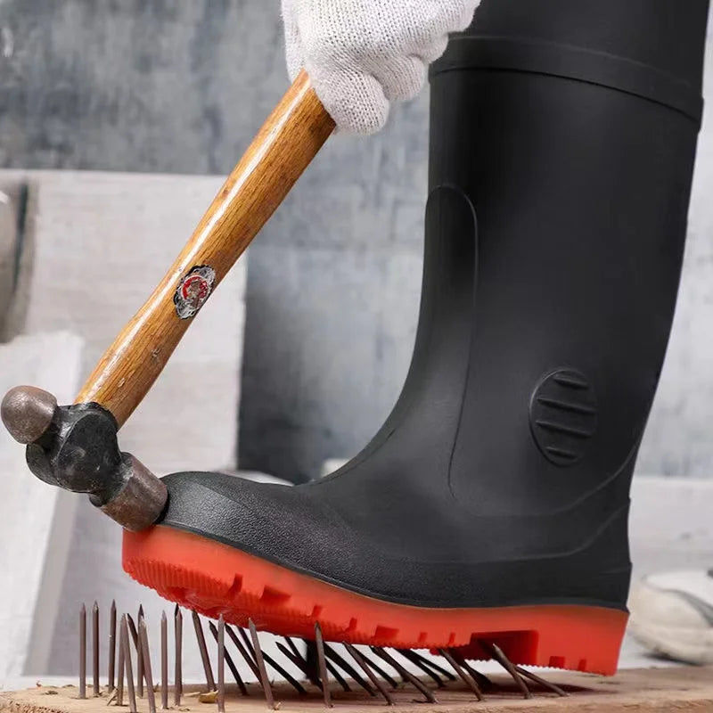 Hard Wearing Waterproof CE Standard Acid Resistant Industrial Steel Toe Safety Outdoor New Style Unisex Rain Boots