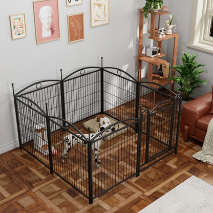 Dog Playpen Indoor 32 inch 8 Panels Metal Dog Pen Pet Dog Fence Outdoor Exercise Pen with Doors
