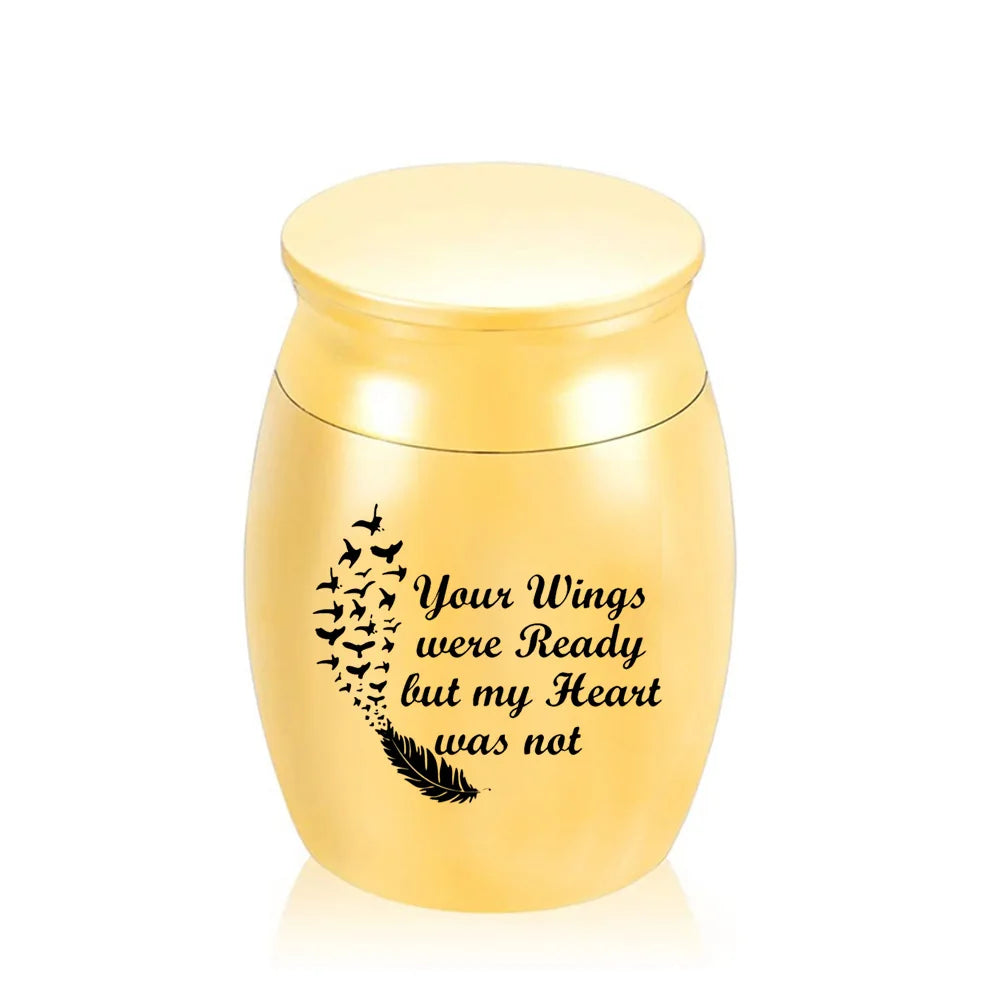 Customize Urn Decorative Memorial Keepsake Stainless Steel Cremation Urns for Human Pet Ashes - Your wings Were Ready 30x40mm