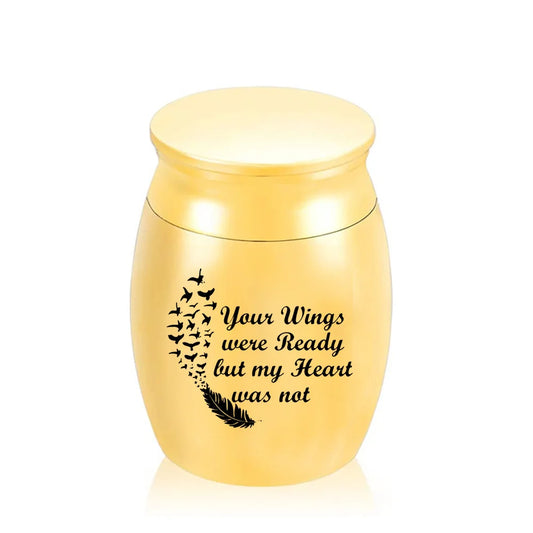 Customize Urn Decorative Memorial Keepsake Stainless Steel Cremation Urns for Human Pet Ashes - Your wings Were Ready 30x40mm