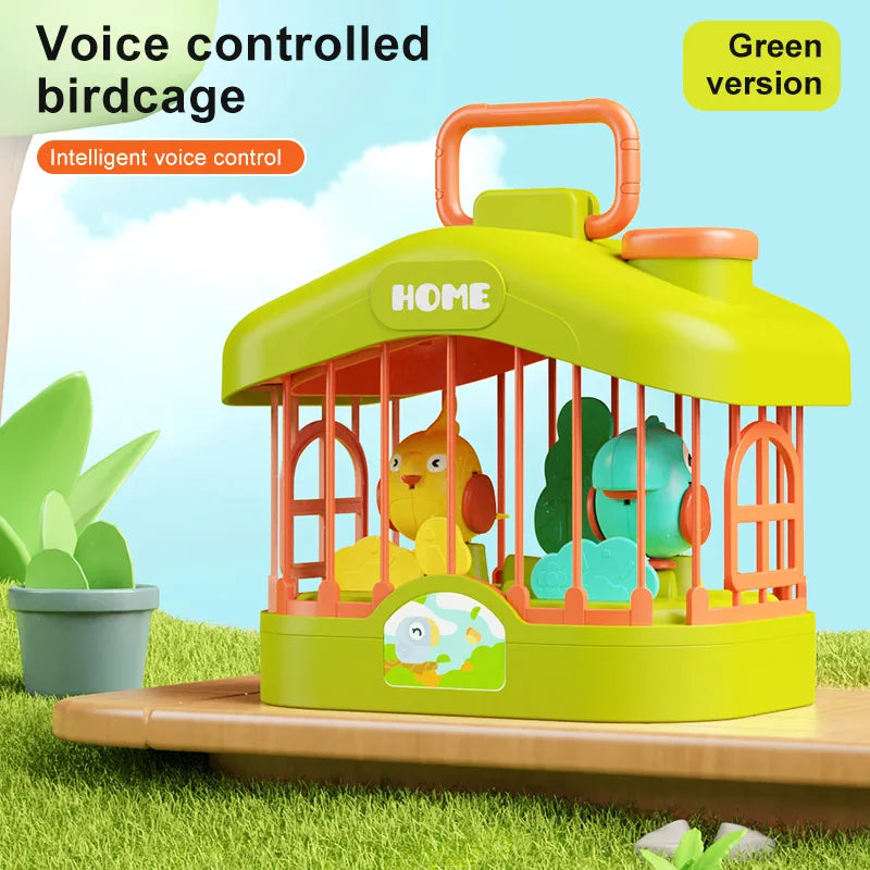 Talking Birdcage Fish Cistern Children Early Education Voice Control Induction Simulation Bird With Light Music Educational Toy