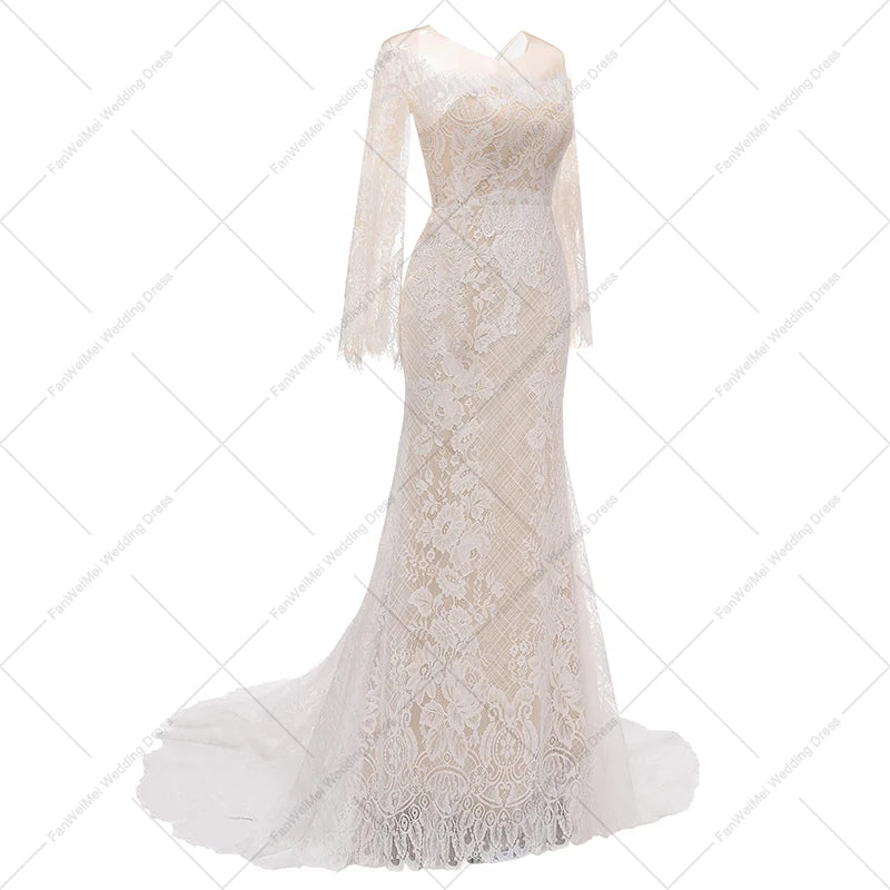 3020# Strapless Beach Boho Wedding Dress Lace Flare Sleeve Sheath Elegant Bridal Gown 2022 Off the Shoulder Sweep Train