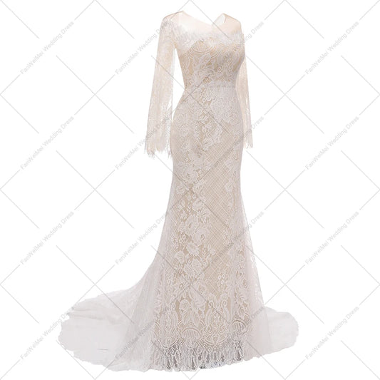 3020# Strapless Beach Boho Wedding Dress Lace Flare Sleeve Sheath Elegant Bridal Gown 2022 Off the Shoulder Sweep Train