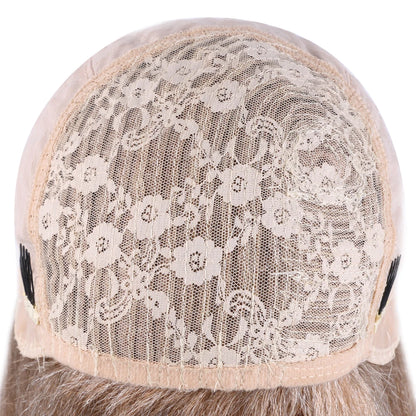 Wholesale 14 Inch Yaki Straight Afro Light Brown Lace Hair Wig Glueless Synthetic Middle Part Women  Machine-Made Long Wigs