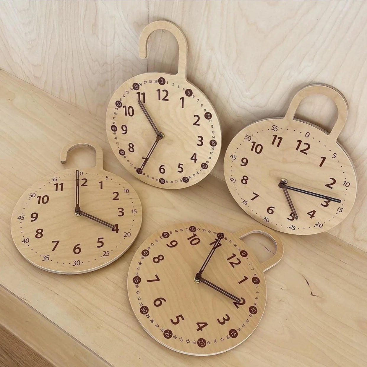 Wooden Silent Wall Clock Home Silent Wall Clock Children's Math Toy Silent Silent Eco-friendly Toy