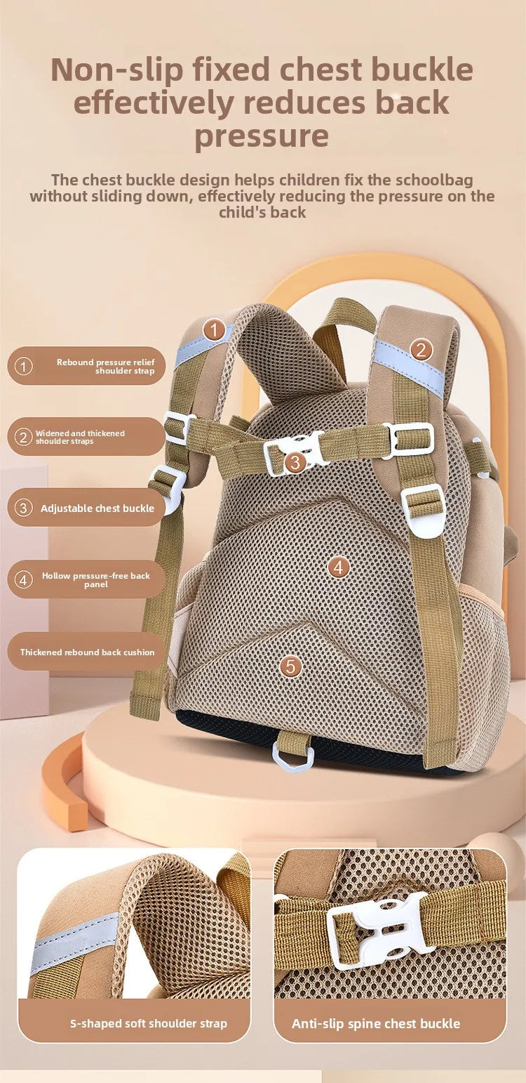 Lightweight Double Shoulder Backpack for Boys Sesame Cartoon Design Kindergarten New Year Gift Mini Diving Material School Bag