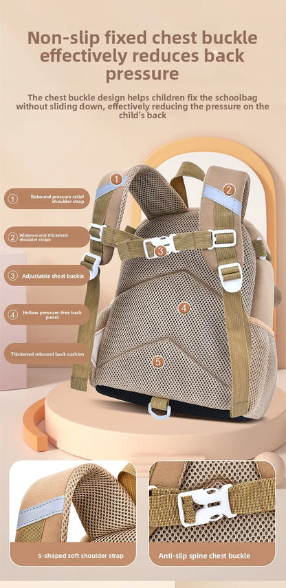 Lightweight Double Shoulder Backpack for Boys Sesame Cartoon Design Kindergarten New Year Gift Mini Diving Material School Bag