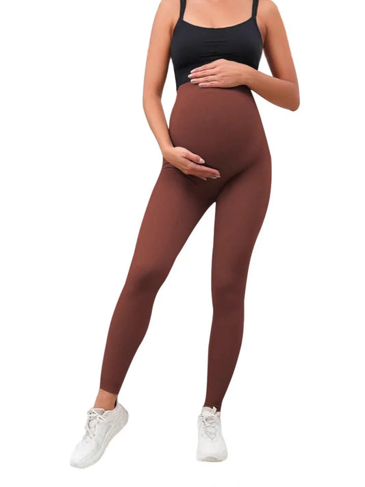 3042  High Quality Nylon Seamless Maternity Yoga Pants Pregnant Women Gym Sport Supporting Abdomen Pregnant Workout Leggings