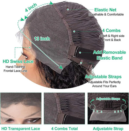 New Design 180% Cuticle Aligned 13X4 HD Transparent Lace Front Kinky Curly Wig Brazilian Human Hair Wig for Black Women
