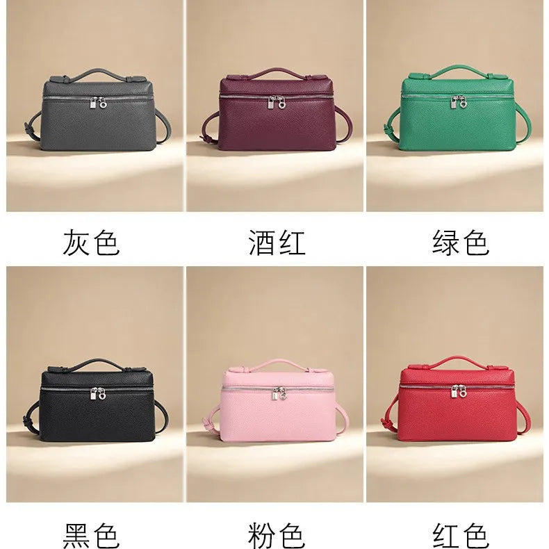 Signature Chic Lunch Bag Versatile Single-Shoulder Pu Cosmetic Bag Women Niche Elegant Crossbody Box Purse Zipper Small