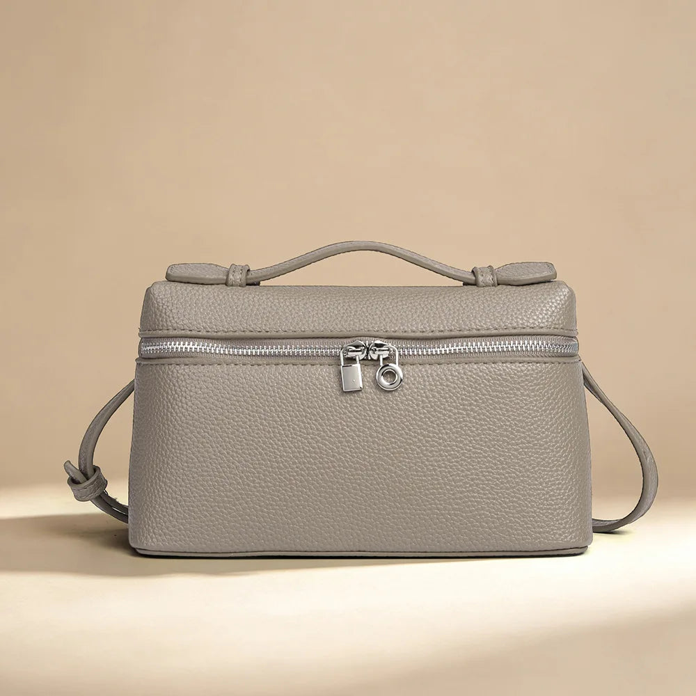 Signature Chic Lunch Bag Versatile Single-Shoulder Pu Cosmetic Bag Women Niche Elegant Crossbody Box Purse Zipper Small