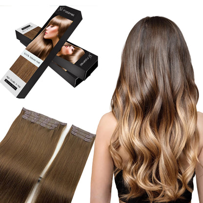 Fasimei Wholesale Double Drawn Virgin Hair Wholesale Raw Cuticle Aligned Human Hair Products PU Seamless Clip in Hair Extensions