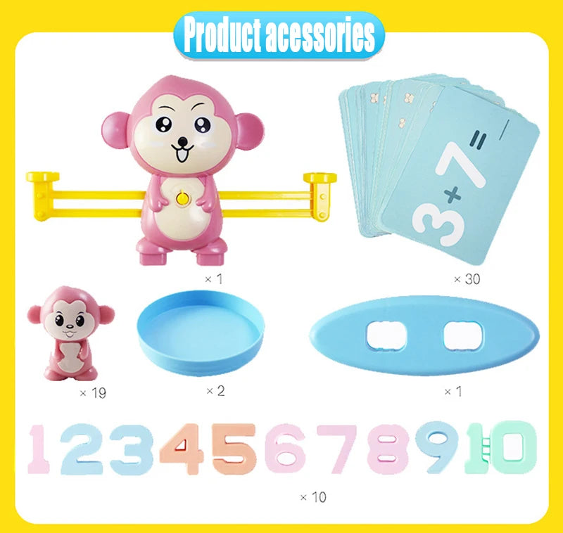 New Montessori Math Toy Monkey Digital Maths Balance Scale Toy Educational Balancing Scale Number Board Game Kids Learning Toys