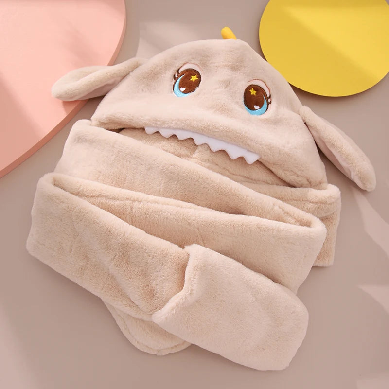 Cheap Animal Cute Winter Thermal Adult Kids Fur Scarf Hat