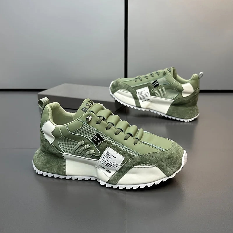 Men's Trendy Chunky Sneakers Suede Mesh Retro Casual Sports Shoes Durable Outsole for Outdoor Enthusiasts