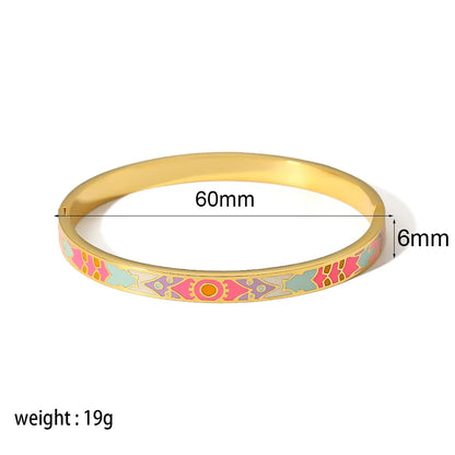 Women's 18K Gold Fashion Bracelet Personalized Dropshipping Gift Painted Enamel on Stainless Steel Bracelets for Women Wholesale