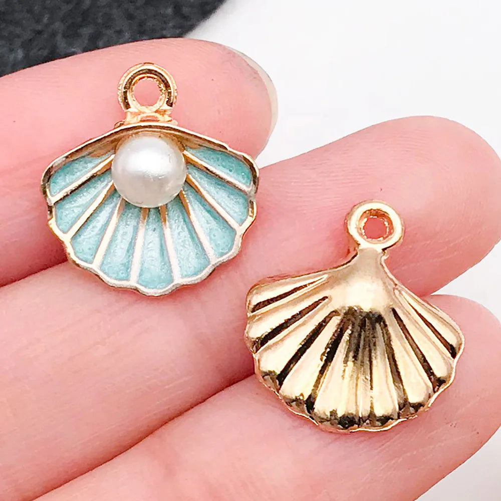 Hot Sale Natural Crafts Alloy Ocean Starfish Conch Seashell Enamel for DIY Nautical Jewelry Making Home Decoration