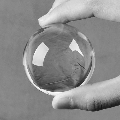 65mm Clear Acrylic Crystal Sphere with Wooden Stand Healing Crystal Ball for Meditation, Home Decoration Various Sizes