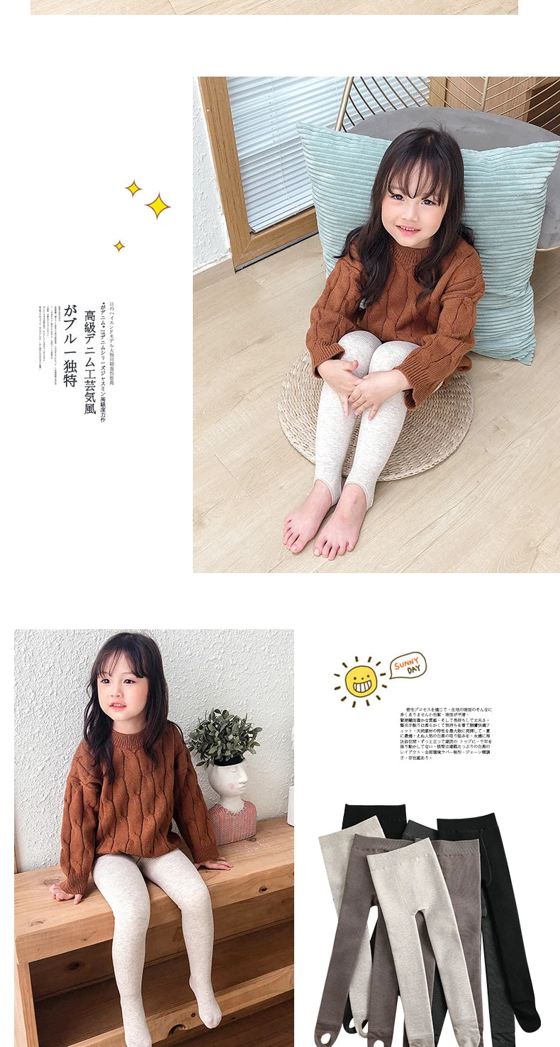 Girls winter plus velvet extra thick pantyhose child strips warm pants Polar Fleece Lining kids baby leggings cotton stockings