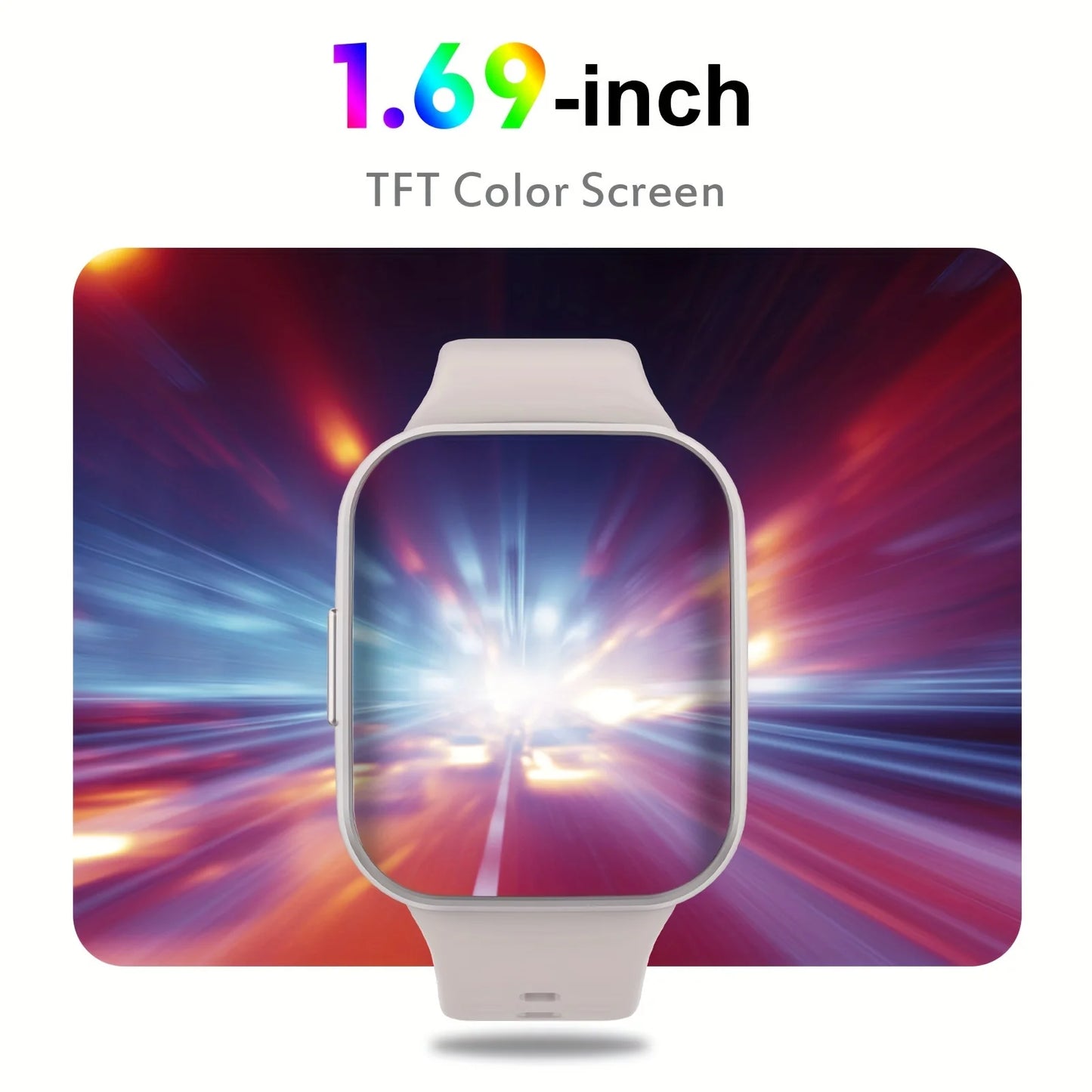 Smartwatch Features a 1.69" HD Color Display, Offers 25 Sports Modes, Includes a Fitness Tracker with Sleep Monitoring, and Is