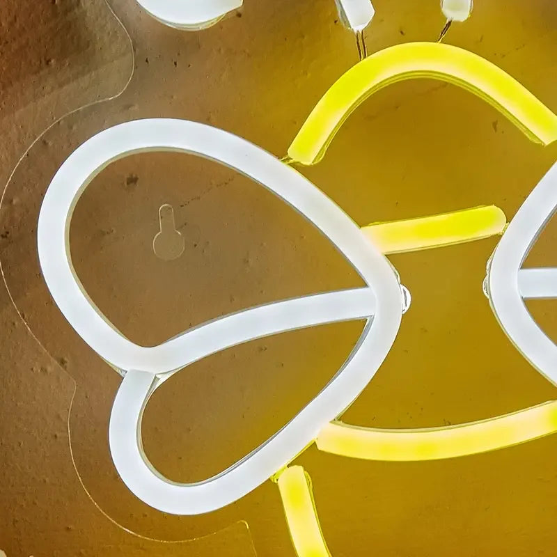 LED Neon Bee Sign USB Powered Non-Wireless Neon Art On-Cord Switch Plastic Wall Hanging Multipurpose Decoration Kids Room