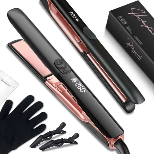 Wholesale 500F Hair Straightener Titanium Flat Irons Electric Ceramic Plate Flat Iron for Household LCD Display Straight Hair
