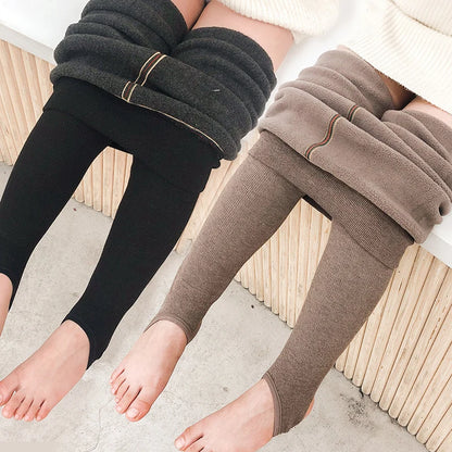 Girls winter plus velvet extra thick pantyhose child strips warm pants Polar Fleece Lining kids baby leggings cotton stockings