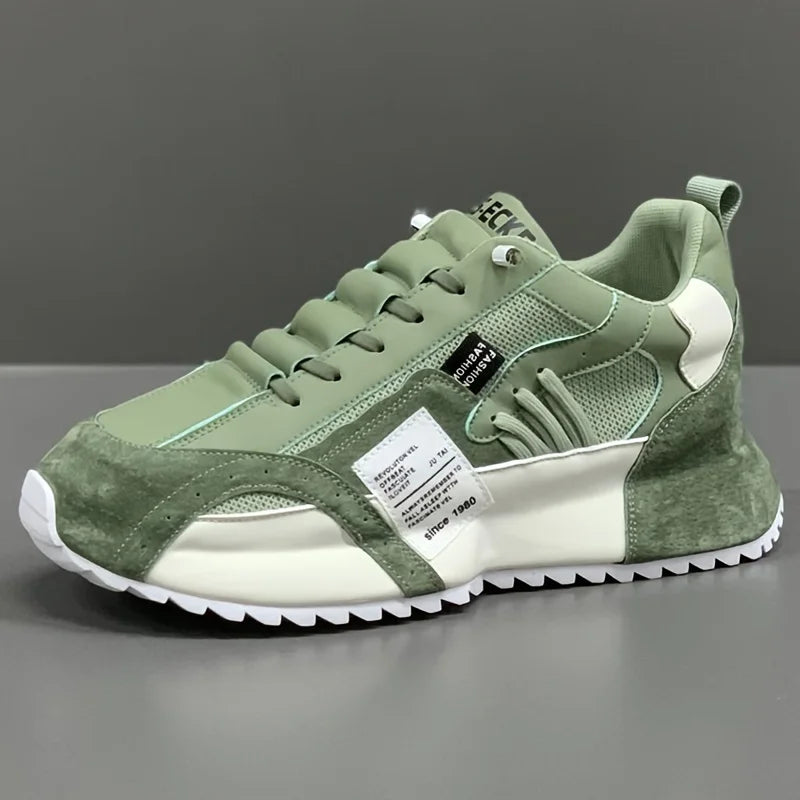 Men's Trendy Chunky Sneakers Suede Mesh Retro Casual Sports Shoes Durable Outsole for Outdoor Enthusiasts