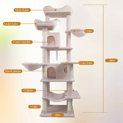 [Out of stock] Multi Level Pink Cat Furniture with Condo Hammock American in Stock Free Shipping Activity Center for Indoor Cats