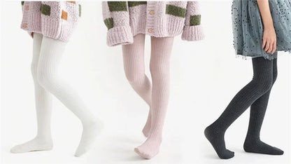 Children Tights For Girls Cotton Knitted Kid's Girls Pantyhose Solid Soft Baby Leggings White Black Tight Spring Autumn 1-9Years