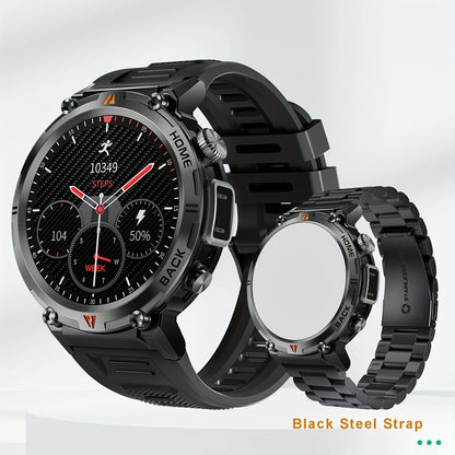 Wireless Calling EIGIIS Smart Watch for Men - LED Lighting Outdoor Sports Watch - Weather Remote Photo Music Control Smartwatch
