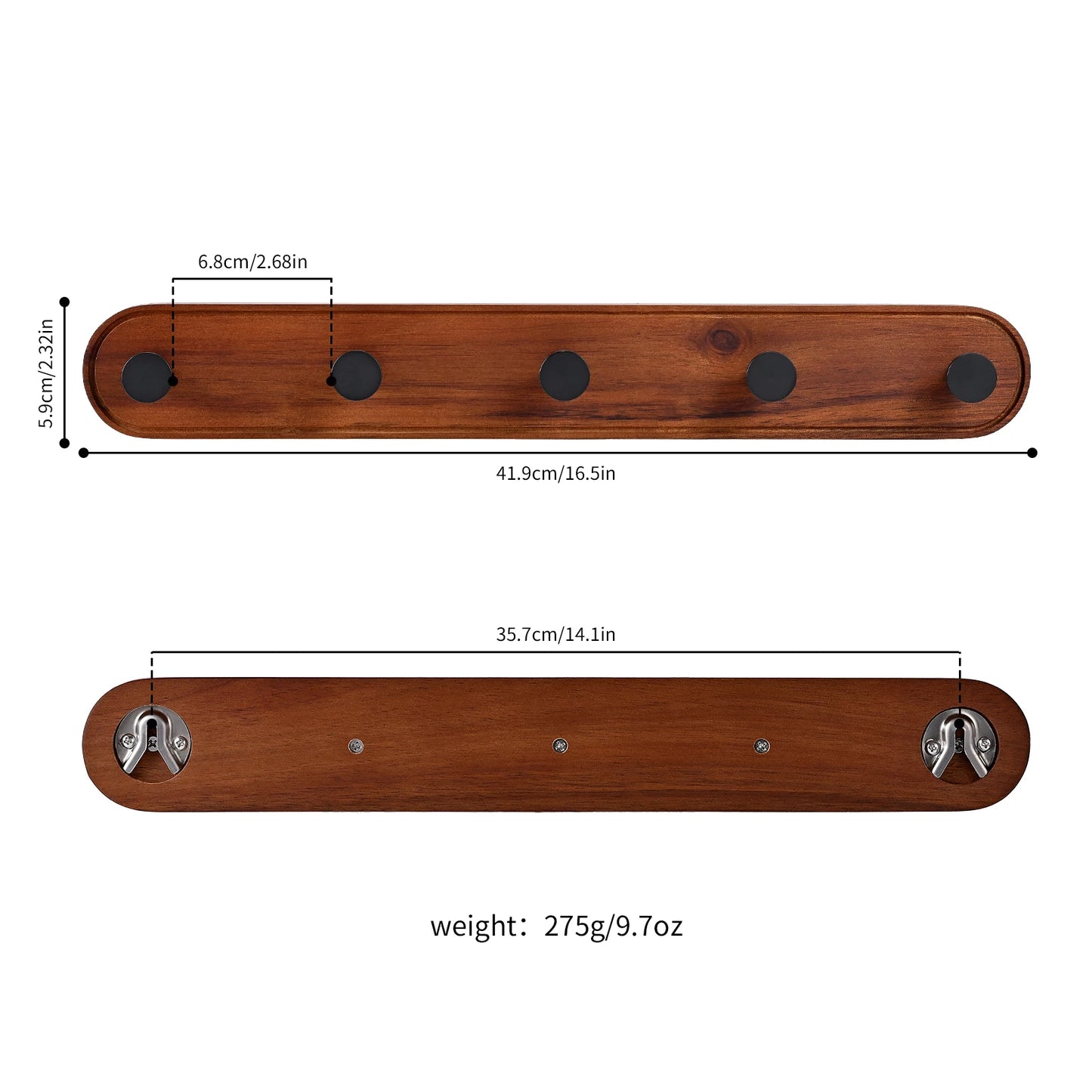 High Quality Multi-Purpose Wall Mounted Aluminum Wood Coat Hook Towel Hook Clothes Rack