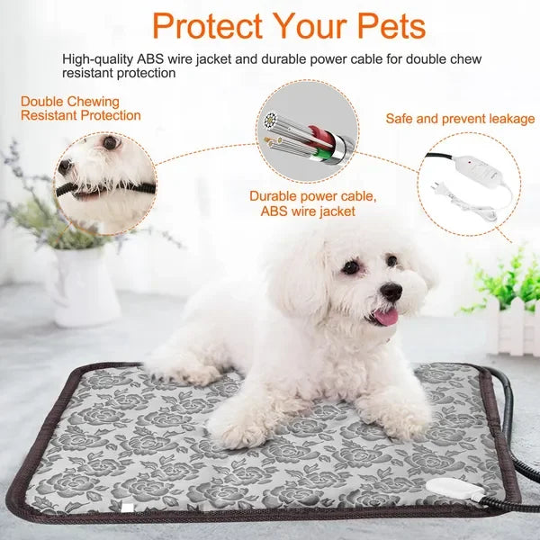 FCJ Electric Adjustable Waterproof Cat and Dog Warming Blanket Winter Pet Heating Pad Bed Mat with Animal Pattern