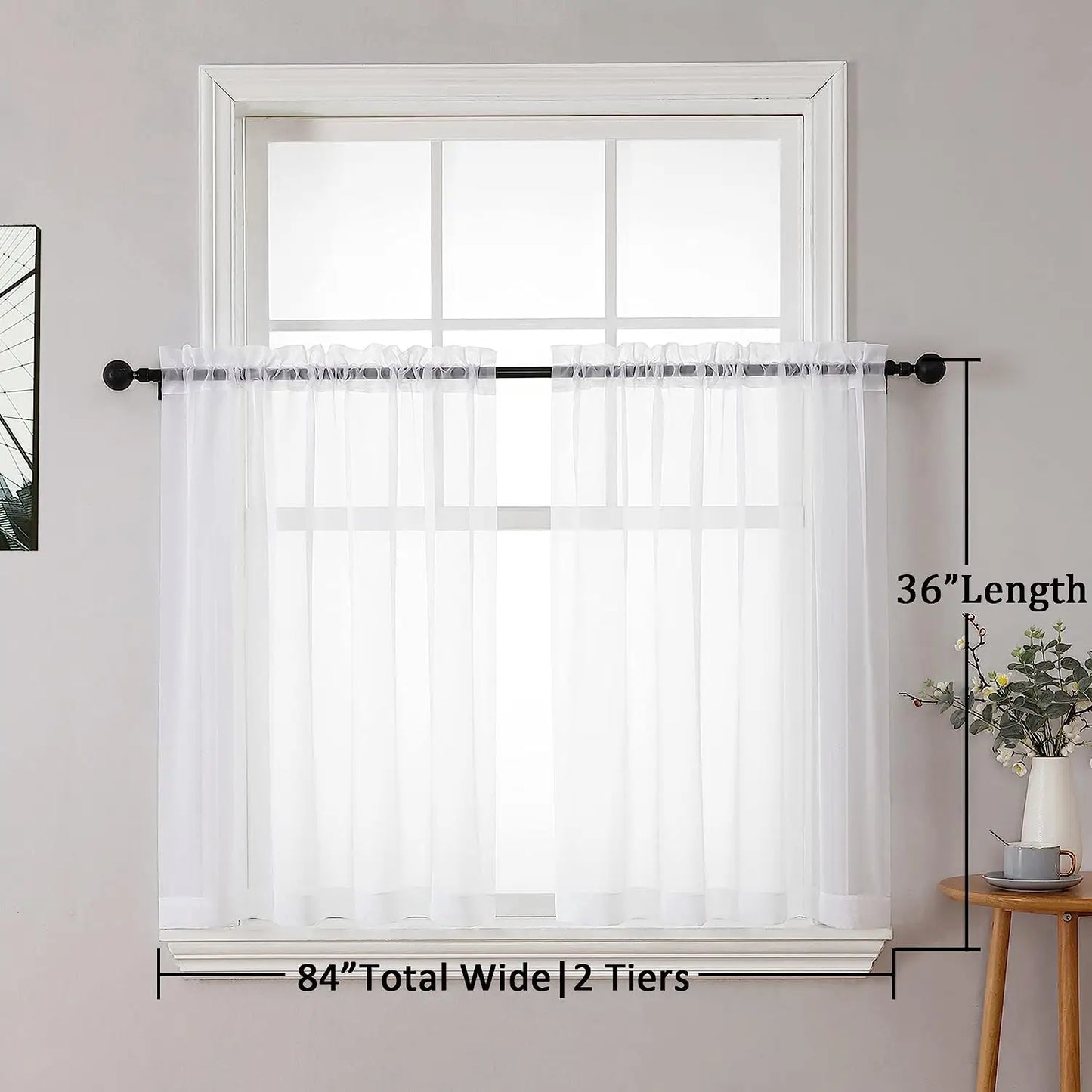 OWENIE Hot Selling New High Quality Window Panel Window Curtain White Sheer Valance for Window Small Short Voile Valance Curtain